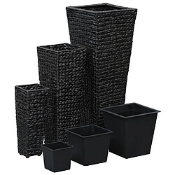 vidaXL Lits surélevés 3 pcs Jacinthe d'eau Noir