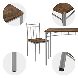 ML-Design Set table de salle à manger avec 4 chaises 110 cm marron/vintage pieds en acier pas cher