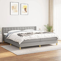 vidaXL Sommier à lattes de lit avec matelas Gris clair 200x200cm Tissu