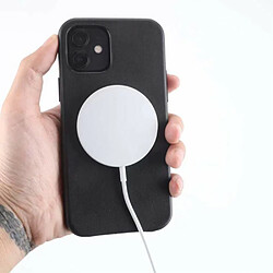 Coque en silicone + cuir véritable liquide magnétique noir pour votre Apple iPhone 12 mini