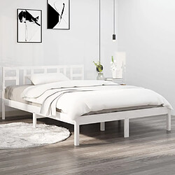 Maison Chic Lit adulte - Lit simple Cadre de lit,Structure du lit Contemporain Blanc Bois massif 120x200 cm -MN40425