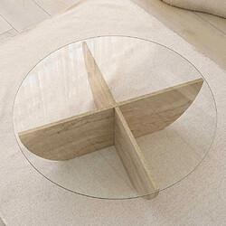 Acheter Hanah Home Table basse en verre et aggloméré Lily beige travertine.