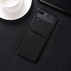 Coque en TPU + cuir véritable noir pour votre Samsung Galaxy Z Flip3 5G