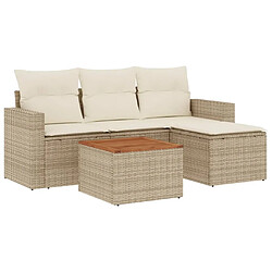 Maison Chic Salon de jardin avec coussins 5 pcs | Ensemble de Table et chaises | Mobilier d'Extérieur beige résine tressée -GKD84639