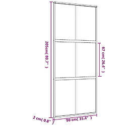 vidaXL Porte coulissante doré 90x205 cm verre ESG dépoli et aluminium pas cher