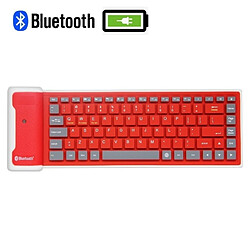 Universal Mini clavier d'ordinateur sans fil Bluetooth ergonomique pliable rechargeable porte-clés portable silicone étanche clavier iPad PC | clavier (rouge)