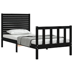 Acheter Maison Chic Cadre/structure de lit avec tête de lit pour adulte - Lit Moderne Chambre noir petit simple bois massif -MN46137