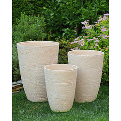 Beliani Lot de 2 pots de fleurs 35 x 35 x 50 cm beige CAMIA