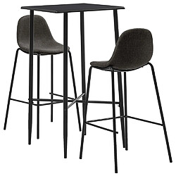 vidaXL Ensemble de bar 3 pcs Tissu Gris foncé