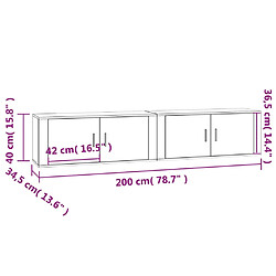 vidaXL Meubles TV muraux 2 pcs blanc brillant 100x34,5x40 cm pas cher