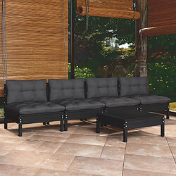 Maison Chic Salon de jardin 5 pcs + coussins - Mobilier/Meubles de jardin - Table et chaises d'extérieur anthracite Bois de pin -MN46969