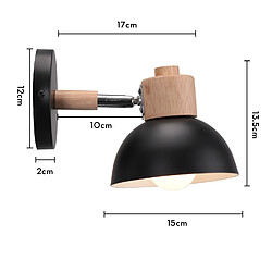 Stoex 15CM Applique Murale Rétro Moderne Applique Murale en Bois Et Métal, Angle Réglable, Lampe Murale Simple Pour Salon, Chambre À Coucher (Noir) E27 pas cher