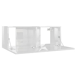 Maison Chic Meuble TV scandinave - Banc TV pour salon Blanc brillant 80x30x30 cm Aggloméré -MN74730 pas cher