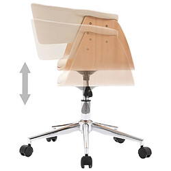 Avis Helloshop26 Chaise fauteuil siège pivotante de bureau informatique étude bois courbé et similicuir crème 02_0024094