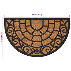 vidaXL Tapis de porte demi-rond 45x75 cm caoutchouc et fibre de coco pas cher