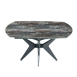 Inside 75 Table de repas extensible BOOMERANG 160/228 x 95 cm plateau céramique anthracite pied acier noir 