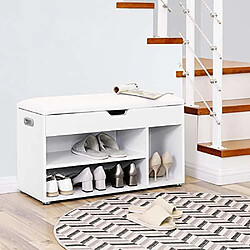 VASAGLE Banc de Rangement à Chaussures avec Coussin Confortable 3 Compartiments Coffre, Banquette Range Chaussures avec Assise 2 Étages Meuble d’entrée Blanc Charge maximale 150 kg LHS30W