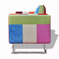 Helloshop26 Fauteuil chaise siège lounge design club sofa salon cube avec de patchwork chrome tissu 1102040/3