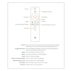 Universal Contrôle de la télécommande Bluetooth vocale de remplacement de la boîte de télévision Xiaomi avec Google Assistant |