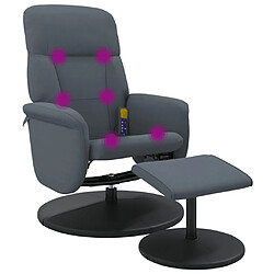 vidaXL Fauteuil de massage inclinable repose-pied gris foncé velours