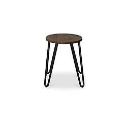 Avis ICONIK INTERIOR Tabouret Hairpin - 42cm - Bois foncé et métal Bronze