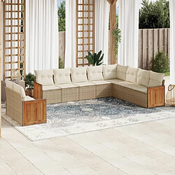 Maison Chic Salon de jardin avec coussins 10 pcs | Ensemble de Table et chaises | Mobilier d'Extérieur beige résine tressée -GKD89913