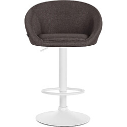 Decoshop26 Tabouret de bar assise pivotante à 360° hauteur réglable en tissu gris foncé piètement en métal blanc 10_0004775 pas cher