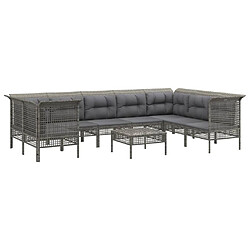 Avis Maison Chic Salon de jardin 9 pcs + coussins - Mobilier/Meubles de jardin - Table et chaises d'extérieur Gris Résine tressée -MN22922