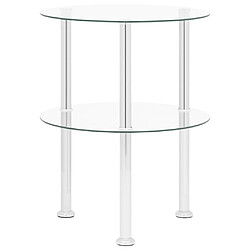 vidaXL Table d'appoint 2 niveaux Transparent 38 cm Verre trempé