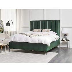 Beliani Lit avec coffre en velours vert foncé 160 x 200 cm SEZANNE