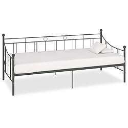 Maison Chic Lit adulte - Lit simple Cadre de lit,Structure du lit Contemporain de repos Gris Métal 90 x 200 cm -MN16050