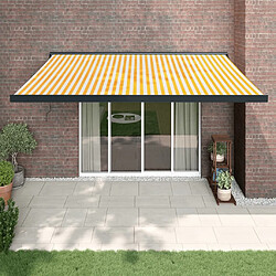 Maison Chic Store banne | Auvent rétractable de porte | Marquise Brise-soleil jaune et blanc 4x3 m tissu et aluminium -GKD12093