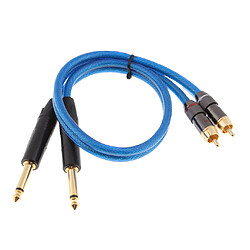 double jack 6,35 mm 1/4 pouce prise double câble audio jack RCA mâle 1 mètre