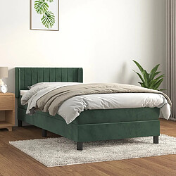 Maison Chic Lit adulte- Lit + matelas,Sommier à lattes de lit avec matelas Vert foncé 100x200 cm -GKD73236