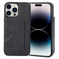 Coque en TPU + PU anti-chocs avec porte-carte pour votre iPhone 14 Pro - noir