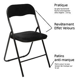 Avis Toilinux Lot de 6 Chaises pliantes effet velours - Noir