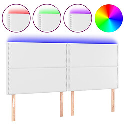 Maison Chic Tête de lit scandinave à LED,meuble de chambre Blanc 160x5x118/128 cm Similicuir -MN25911