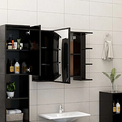 Avis Maison Chic Armoire à miroir de salle de bain,Meuble de rangement,Meuble bas de bain Noir 80x20,5x64 cm Aggloméré -GKD912273