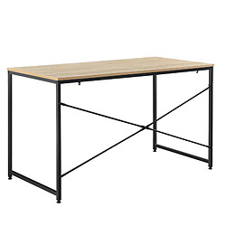 Helloshop26 Bureau poste de travail ordinateur table MDF 120 cm beige et noir 03_0003511