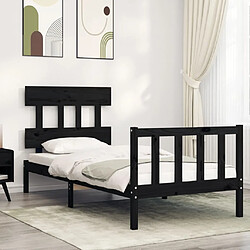 Maison Chic Cadre/structure de lit avec tête de lit pour adulte - Lit Moderne Chambre noir petit simple bois massif -MN11649