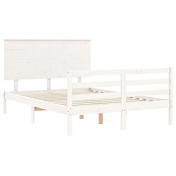 Maison Chic Lit adulte - Cadre Structure de lit avec tête de lit Contemporain blanc 140x200 cm bois massif -MN79677 pas cher