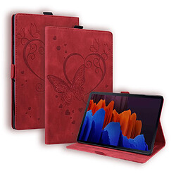 Etui en PU motif papillon avec support, porte-cartes et porte-stylo rouge pour votre Samsung Galaxy Tab S7/Galaxy Tab S8