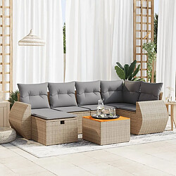 vidaXL Salon de jardin avec coussins 7 pcs beige résine tressée