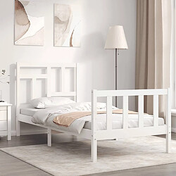 Maison Chic Cadre/structure de lit avec tête de lit pour adulte - Lit Moderne Chambre blanc simple bois massif -MN32437