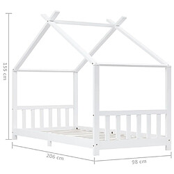 vidaXL Cadre de lit d'enfant Blanc Bois de pin massif 90 x 200 cm pas cher