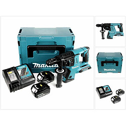 Makita DHR 264 2 x 18 V / 36 V Li-Ion SDS Plus Perforateur burineur sans fil avec boîtier Makpac 4 inclus 2 x BL 1830 3,0 Ah Batteries + 1 x DC18RC Chargeur