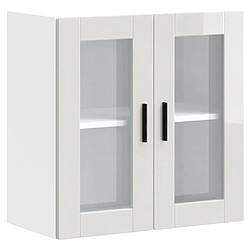 vidaXL Armoire murale cuisine avec porte en verre Porto blanc brillant