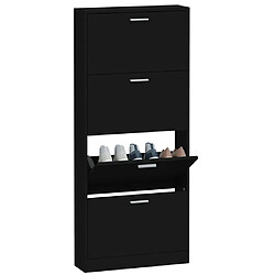 Acheter Maison Chic Armoire à chaussures | Meuble de rangement à chaussures Meuble d'Entrée Noir 59x17x150 cm Bois d'ingénierie -MN33492