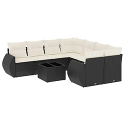 Maison Chic Salon de jardin 9 pcs avec coussins | Ensemble de Table et chaises | Mobilier d'Extérieur noir résine tressée -GKD58282