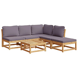 vidaXL Salon de jardin 6 pcs avec coussins bois d'acacia solide